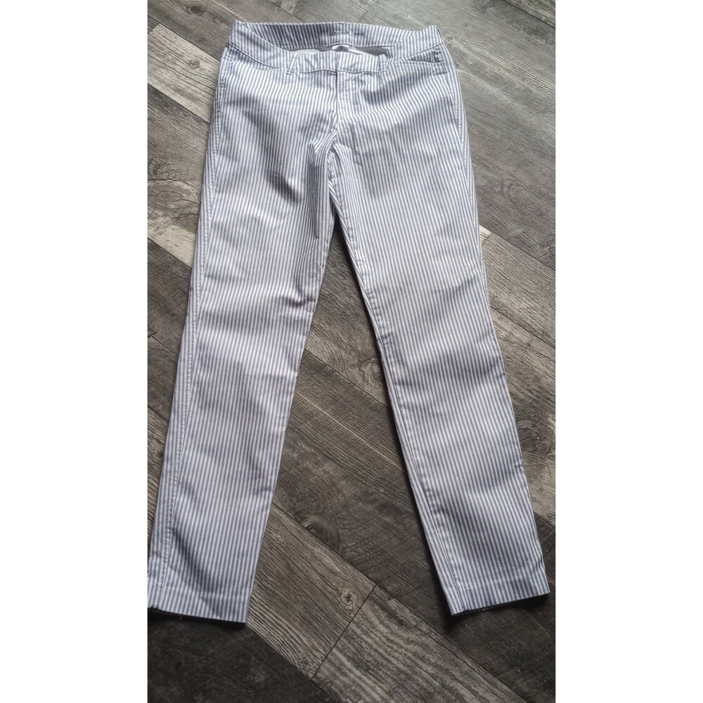 Old Navy Women's 8T White/Blue Railroad Stripe Pixie Chino Pants